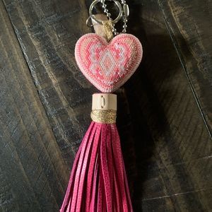 Pink Consuela Beaded Heart Charm
